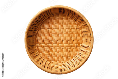 Bamboo Plate With Natural Woven Texture And Ecofriendly Appeal On Isolated Transparent Background, Png. Generative AI photo