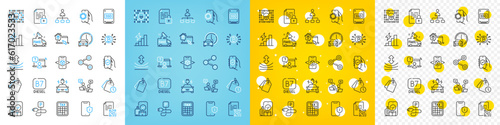 Vector icons set of Share, Online question and Management line icons pack for web with Ssd, Bitcoin system, Car charging outline icon. Binary code, Book car, Qr code pictogram. Vector