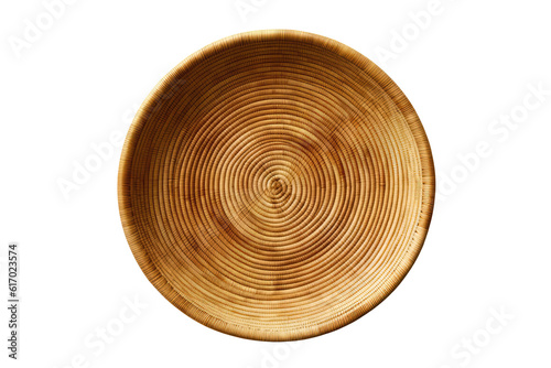 Bamboo Plate With Natural Woven Texture And Ecofriendly Appeal On Isolated Transparent Background, Png. Generative AI