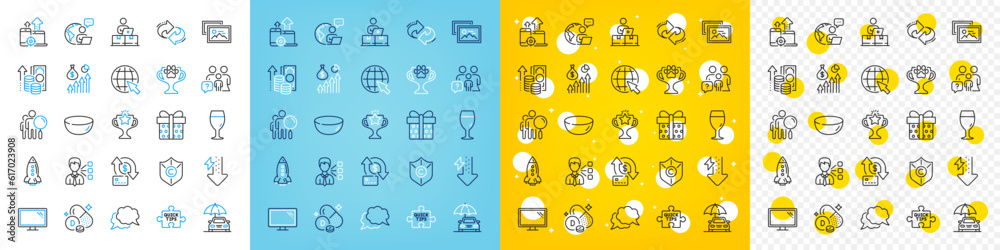Vector icons set of Winner cup, Inflation and Salary line icons pack for web with Outsource work, Online storage, Monitor outline icon. Energy drops, Bowl dish, Rocket pictogram. Vector Vector icons set of Winner cup, Inflation and Salary line icons pack for web with Outsource work, Online storage, Monitor outline icon. Energy drops, Bowl dish, Rocket pictogram. Vector