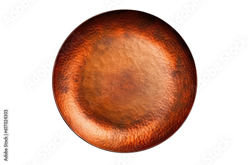 Copper Plate With Hammered Surface And Warm Reddishbrown Hues On Isolated Transparent Background, Png. Generative AI photo