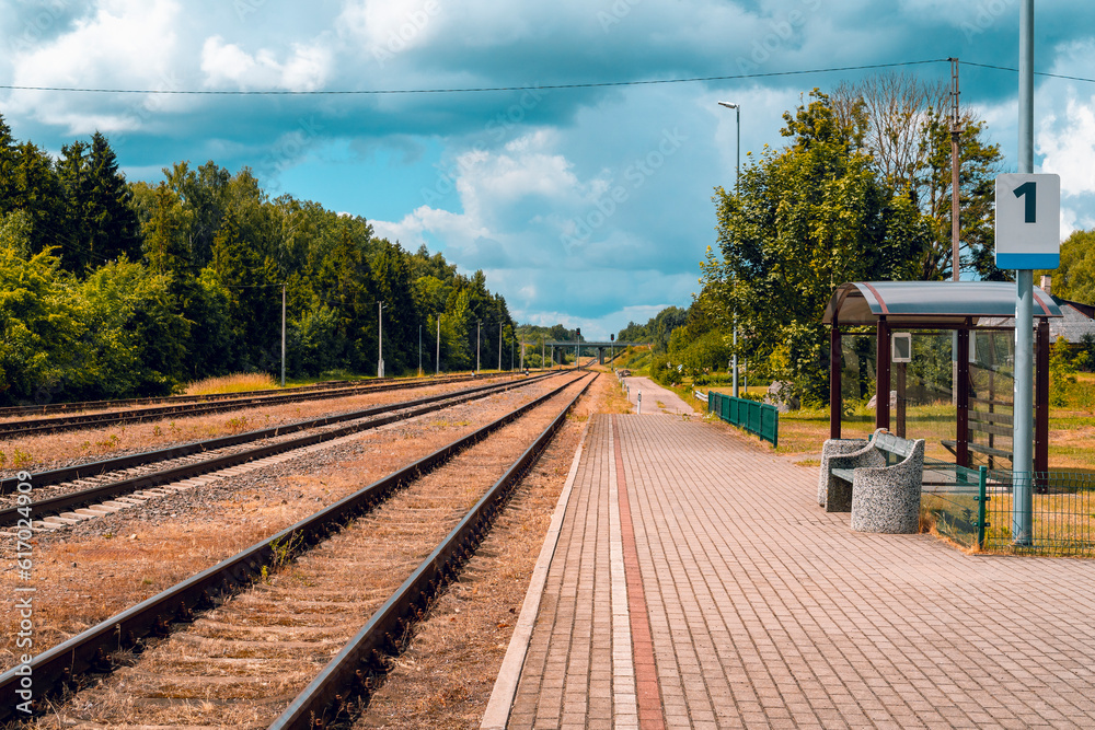 Empty platform of a train station Empty platform of a train station