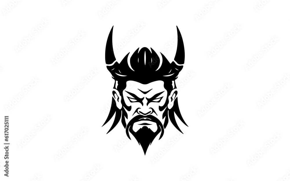 Head of warrior shape isolated illustration with black and white style for template. Head of warrior shape isolated illustration with black and white style for template.