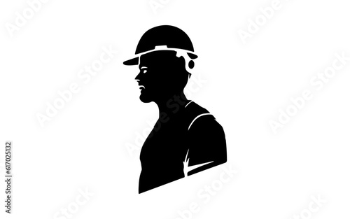 Silhouette of worker shape isolated illustration with black and white style for template.