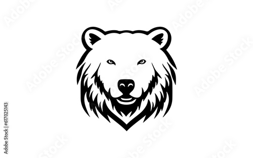 Head of bear shape isolated illustration with black and white style for template.