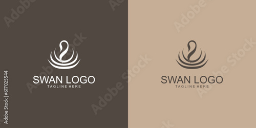 Abstract swan logo design with unique concept| premium vector