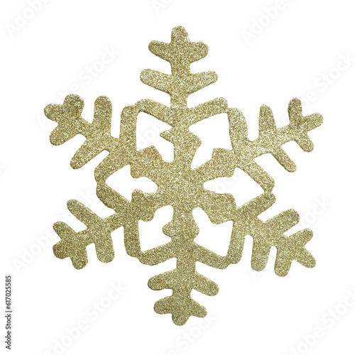 Gold glitter snowflake decoration isolated png file