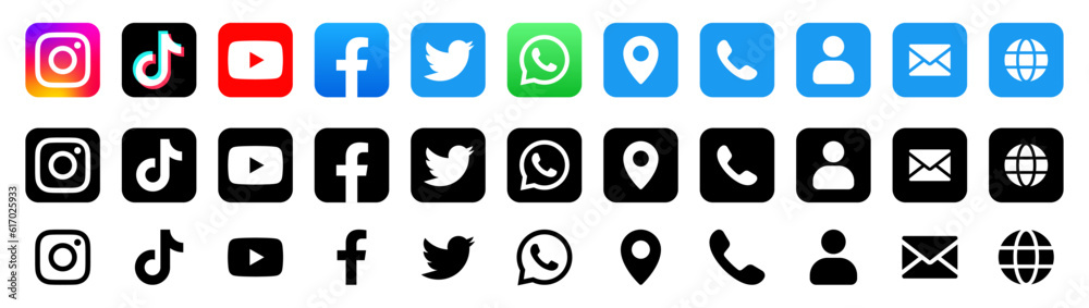 Premium Vector  Facebook, instagram and tiktok icon