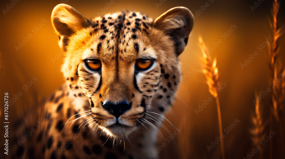 Fototapeta premium Wild Cheetah in its Natural Habitat - Captivating Wildlife Photography, AI Generated