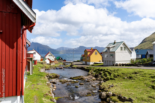 View of the village gjógv in the Faroe Islands