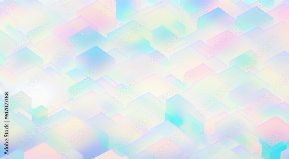 Geometric 3D background with glassmorphism, soft light pastel palette, cubic shapes parallelepipeds vertical and horizontal lines square geometry, AI Generated wallpaper