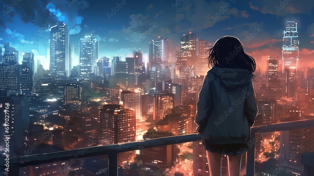 Futuristic cyberpunk anime city wallpaper - backiee