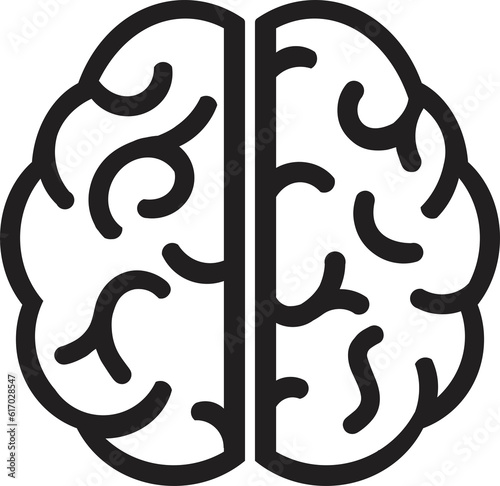 Human brain medical vector icon on white background. Human brain symbol. black and white Icon brain.