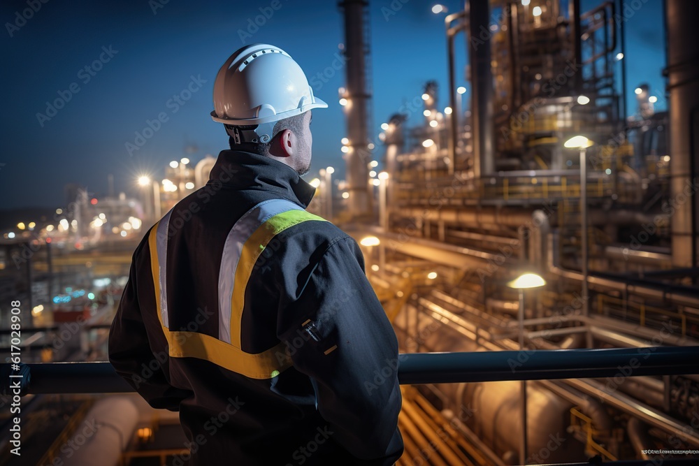 Engineer guy with protection suite, stand with your back,Generative AI Engineer guy with protection suite, stand with your back,Generative AI