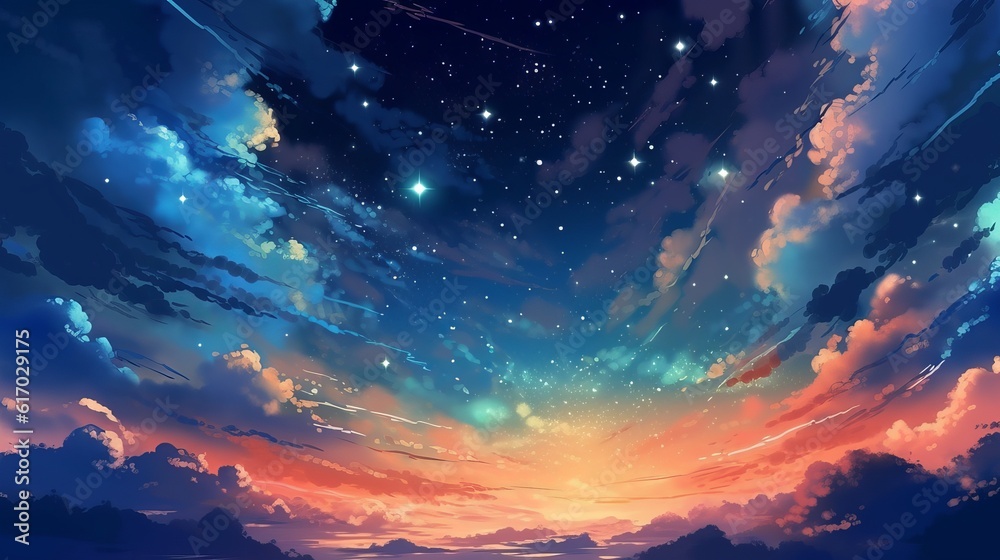 Starry night fantasy: captivating anime sky wallpaper with star falls ...