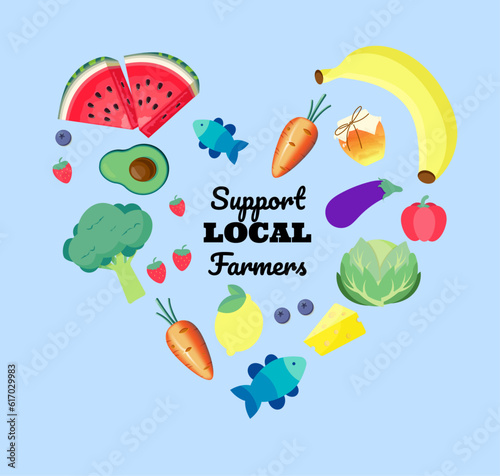 Support Local Farmers Vector Illustration