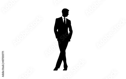 Silhouette man shape isolated illustration with black and white style for template.