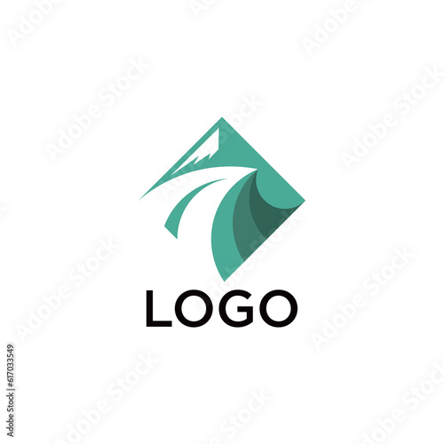 modern logo with abstract mountain and road vector design concept for brand identity
