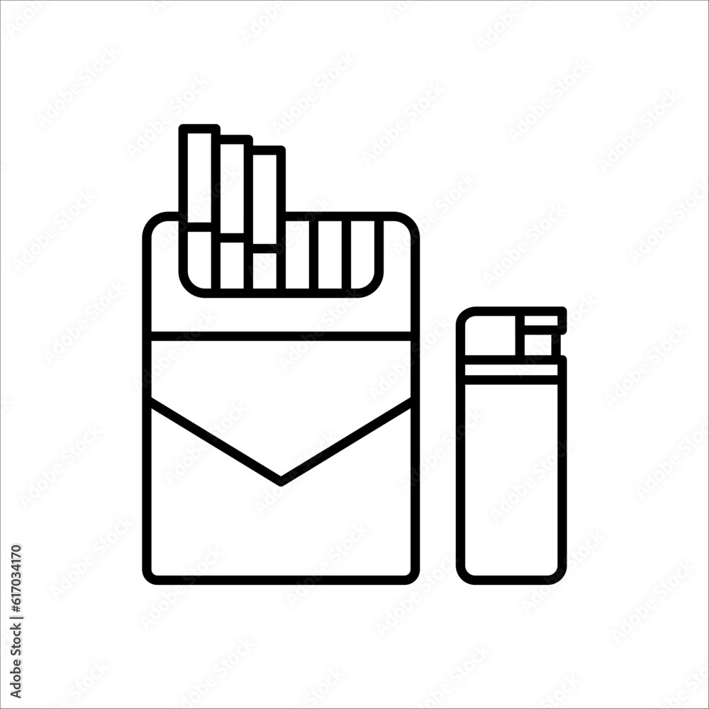 Smoking cigarette line icon. Unhealthy, nicotine, smell. Addiction concept on white background