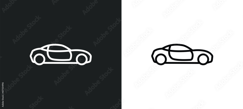 lux car line icon in white and black colors. lux car flat vector icon from lux car collection for web, mobile apps and ui. lux car line icon in white and black colors. lux car flat vector icon from lux car collection for web, mobile apps and ui.