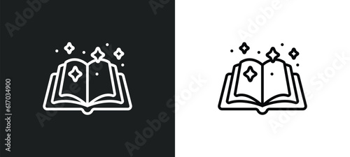 magic book line icon in white and black colors. magic book flat vector icon from magic book collection for web, mobile apps and ui.