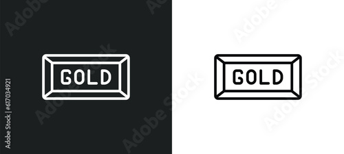 gold bar line icon in white and black colors. gold bar flat vector icon from gold bar collection for web, mobile apps and ui.