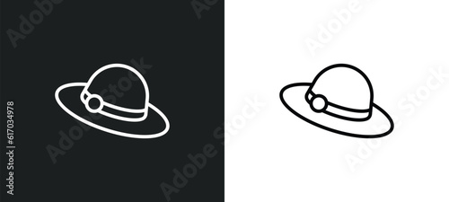 bowler hat line icon in white and black colors. bowler hat flat vector icon from bowler hat collection for web, mobile apps and ui.
