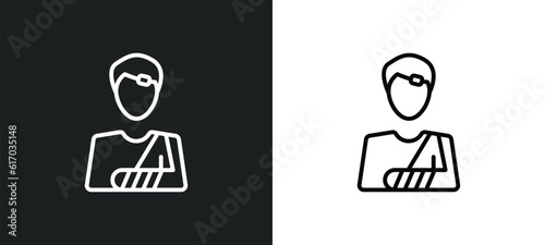 accident and injuries line icon in white and black colors. accident and injuries flat vector icon from accident injuries collection for web, mobile apps ui.