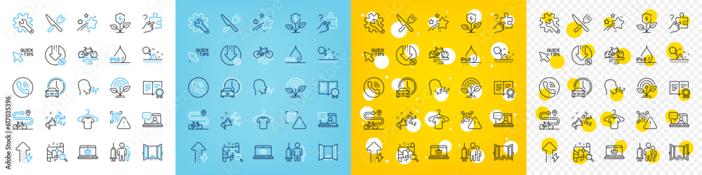 Vector icons set of Skin moisture, Bike and Ole chant line icons pack for web with Falling star, Loan percent, T-shirt outline icon. Friends chat, Certificate, Open door pictogram. Vector