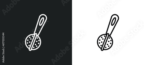 tea infuser line icon in white and black colors. tea infuser flat vector icon from tea infuser collection for web, mobile apps and ui.