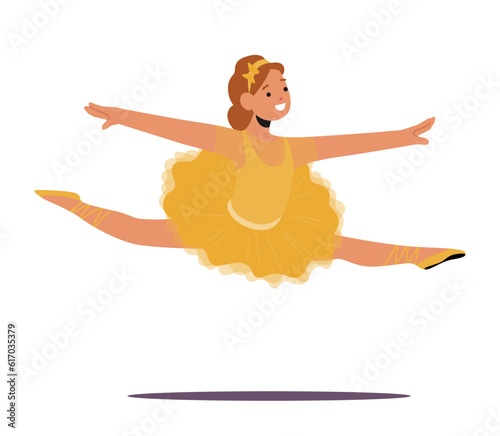 Graceful And Poised, The Little Ballerina Girl Character Exudes Elegance As She Leaps With Delicate Precision