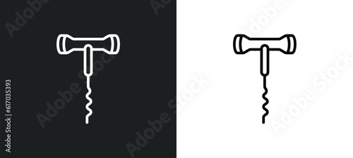 corkscrew line icon in white and black colors. corkscrew flat vector icon from corkscrew collection for web, mobile apps and ui.