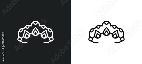tiara line icon in white and black colors. tiara flat vector icon from tiara collection for web, mobile apps and ui. photo