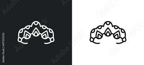 tiara line icon in white and black colors. tiara flat vector icon from tiara collection for web, mobile apps and ui.