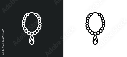 pearl necklace line icon in white and black colors. pearl necklace flat vector icon from pearl necklace collection for web, mobile apps and ui.