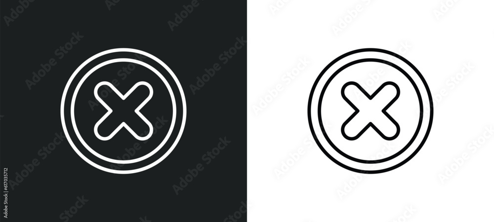 x mark line icon in white and black colors. x mark flat vector icon from x mark collection for web, mobile apps and ui.