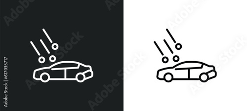 hail on the car line icon in white and black colors. hail on the car flat vector icon from hail on the car collection for web, mobile apps and ui.
