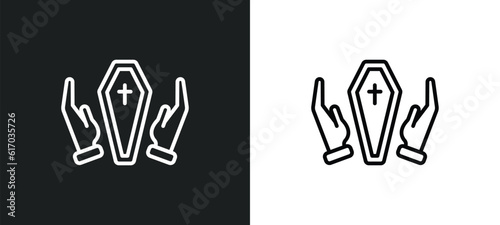 funeral line icon in white and black colors. funeral flat vector icon from funeral collection for web, mobile apps and ui.