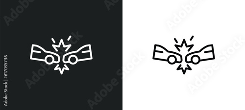 frontal crash line icon in white and black colors. frontal crash flat vector icon from frontal crash collection for web, mobile apps and ui.