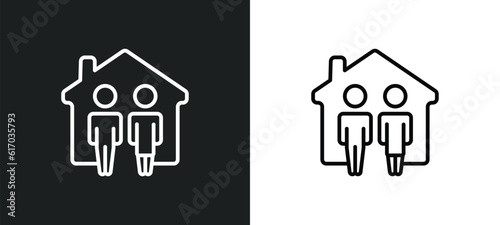 family house line icon in white and black colors. family house flat vector icon from family house collection for web, mobile apps and ui.