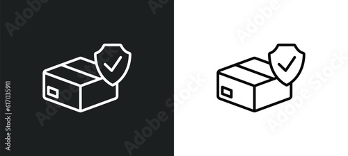 cargo insurance line icon in white and black colors. cargo insurance flat vector icon from cargo insurance collection for web, mobile apps and ui.