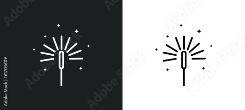 sparkler line icon in white and black colors. sparkler flat vector icon from sparkler collection for web, mobile apps and ui.