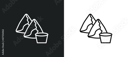 samosa line icon in white and black colors. samosa flat vector icon from samosa collection for web, mobile apps and ui.