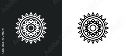 rangoli line icon in white and black colors. rangoli flat vector icon from rangoli collection for web, mobile apps and ui.