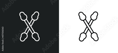 cotton swabs line icon in white and black colors. cotton swabs flat vector icon from cotton swabs collection for web, mobile apps and ui.