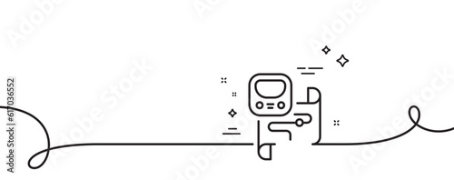 Metro map line icon. Continuous one line with curl. Underground subway sign. Train transit location symbol. Metro map single outline ribbon. Loop curve pattern. Vector