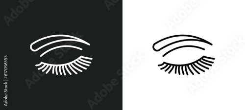 eye with lashes line icon in white and black colors. eye with lashes flat vector icon from eye with lashes collection for web, mobile apps and ui.