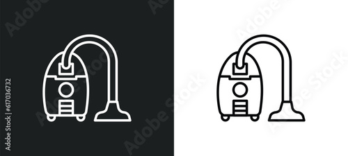 vacuum cleaning line icon in white and black colors. vacuum cleaning flat vector icon from vacuum cleaning collection for web  mobile apps and ui.