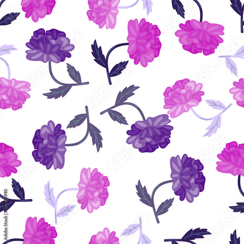 Cute retro flower seamless pattern. Hand drawn floral endless background.