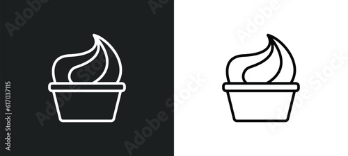 frozen yogurt line icon in white and black colors. frozen yogurt flat vector icon from frozen yogurt collection for web, mobile apps and ui.
